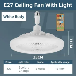 Ventilateur de plafond LED E27 avec télécommande – 3 vitesses Exp. gratuit – Image 9