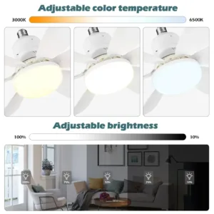 Plafonnier LED avec Ventilateur et Télécommande – 40W | Éclairage Intelligent pour Salon & Bureau Env. Rapide – Image 3