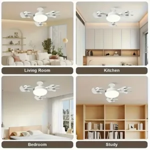 Ventilateur de plafond LED E27 60W avec télécommande – Lampe 3 couleurs Env. gratuit – Image 2