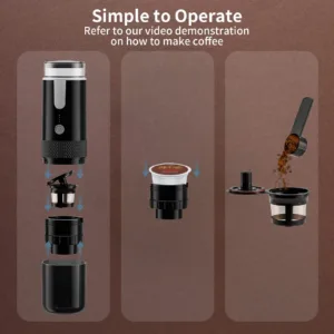 Machine à Café Portable DONIRT – Électrique, Rechargeable, Compatible Capsules & Café Moulu – Idéal pour Voyage, Camping, Bureau Env. gratuit – Image 3