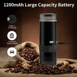 Machine à Café Portable DONIRT – Électrique, Rechargeable, Compatible Capsules & Café Moulu – Idéal pour Voyage, Camping, Bureau Env. gratuit – Image 2