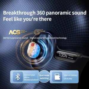 X10 Sophia – Casque Bluetooth à Conduction Osseuse Étanche IPX8, 32 Go, Affichage Numérique, Natation Jusqu'à 30 m Exp. gratuit – Image 5