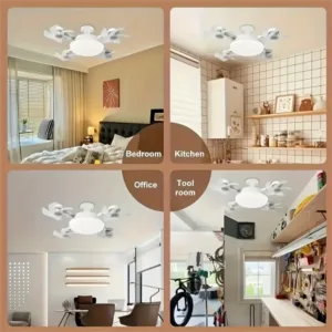 Ventilateur de plafond LED E27 60W avec télécommande – Lampe 3 couleurs Env. gratuit – Image 4