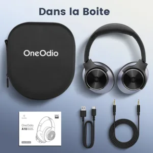OneOdio A10 Casque Bluetooth ANC – Réduction de Bruit Active Hybride, Audio Haute Résolution, 40h d’Autonomie, Microphone Intégré Env. gratuit – Image 6