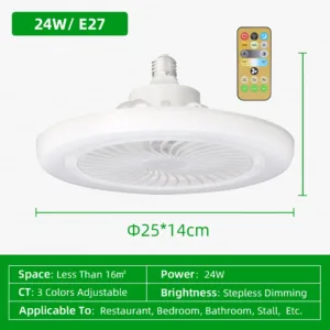 Ventilateur de plafond LED E27 avec télécommande – 3 vitesses Exp. gratuit – Image 8