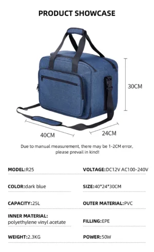 Réfrigérateur Pliable Voiture 25L E-ACE – Froid & Chaud, 12V/220V, Compact & Portable pour Camping, Pique-Nique, Maison & Auto Exp. gratuit – Image 7