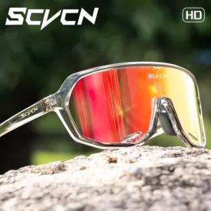 Lunettes vélo SCVCN homme photochromiques UV400 – protection solaire, anti-éblouissement, confort et visibilité pour route & VTT. Monture TR-90.