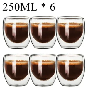 Tasse à Café en Verre Double Paroi 250ml – Résistante à la Chaleur, Écologique, Verre Borosilicate Transparent pour Café, Thé, Lait ou Whisky Env. gratuit dès 10€ – Image 16