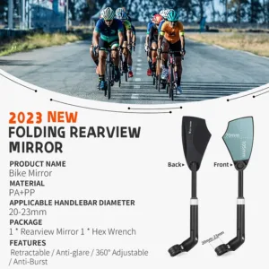 Rétroviseur Vélo Télescopique WEST BIKING HD – Anti-Éblouissement, Flexible 360°, pour VTT, Vélo et Trottinette Électrique Env. gratuit – Image 6