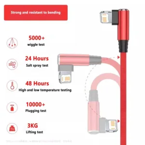 Câble USB iPhone à 90° – Charge Rapide 3A & Transfert de Données – Longueur 2m/3m – Compatible iPhone 14, 13, 12, 11 Pro Max, X, 8 Plus – Image 5