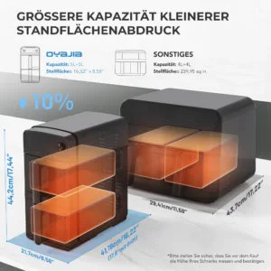 Friteuse à Air Double Panier OYAJIA 10QT – Cuisson 4 Aliments Simultanément, Design Empilable Gain de Place, 6 en 1 avec Cuisson Synchronisée Env. gratuit – Image 6