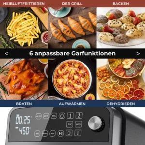 Friteuse à Air Double Panier OYAJIA 10QT – Cuisson 4 Aliments Simultanément, Design Empilable Gain de Place, 6 en 1 avec Cuisson Synchronisée Env. gratuit – Image 3