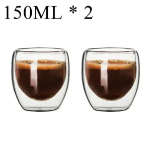 Tasse à Café en Verre Double Paroi 250ml – Résistante à la Chaleur, Écologique, Verre Borosilicate Transparent pour Café, Thé, Lait ou Whisky Env. gratuit dès 10€ – Image 22