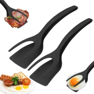 Retournez et saisissez vos aliments d’un seul geste avec cette spatule pince 2 en 1 en nylon antiadhésif. Résistante à la chaleur, idéale pour œufs, steak, crêpes et plus. Livraison offerte dès 10€
