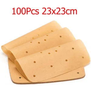 LMETJMA 100 Papiers pour Friteuse à Air – Doublures Carrées Jetables Antiadhésives, Résistantes à la Chaleur, pour Cuisson et Pâtisserie Env. gratuit – Image 8
