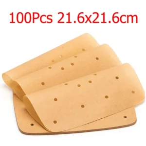 LMETJMA 100 Papiers pour Friteuse à Air – Doublures Carrées Jetables Antiadhésives, Résistantes à la Chaleur, pour Cuisson et Pâtisserie Env. gratuit – Image 10