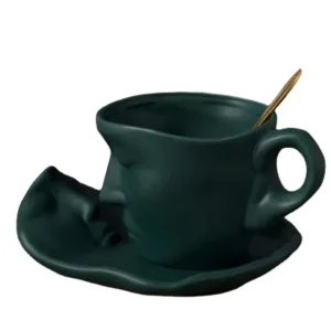 Tasse et Soucoupe en Céramique Visage Abstrait avec Cuillère – 260 ml – Art Moderne, Cadeau Design Original Env. gratuit – Image 5