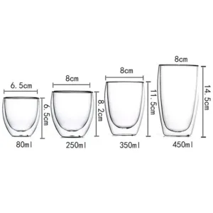 Tasse à Café en Verre Double Paroi 250ml – Résistante à la Chaleur, Écologique, Verre Borosilicate Transparent pour Café, Thé, Lait ou Whisky Env. gratuit dès 10€ – Image 6