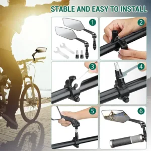 Rétroviseur de Vélo Réglable 360° avec Réflecteur – Miroir de Guidon Haute Définition pour Vélo, Trottinette Électrique et Cyclisme Urbain Env. gratuit dès 10€ – Image 5