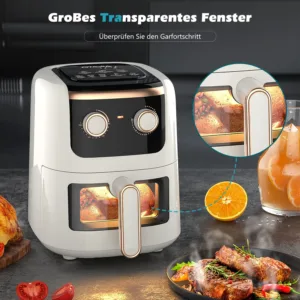 Friteuse à Air Manuelle OYAJIA 5L – Fenêtre de Visualisation, Contrôle Température Numérique, Minuterie 60 min, Revêtement Antiadhésif, 1800W Env. gratuit – Image 2