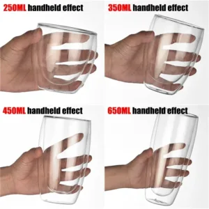 Tasse à Café en Verre Double Paroi 250ml – Résistante à la Chaleur, Écologique, Verre Borosilicate Transparent pour Café, Thé, Lait ou Whisky Env. gratuit dès 10€ – Image 5