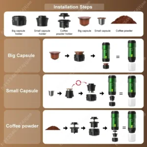 Machine à Café Électrique Portable 3-en-1 KF-JN-01 – Expresso Italien pour Voiture et Maison, Compatible Capsules & Café Moulu, Chauffage Intelligent, USB & Charge Machine à Café Électrique Portable 3-en-1 KF-JN-01 – Expresso Italien pour Voiture et Maison, Compatible Capsules & Café Moulu, Chauffage Intelligent, USB & Charge Rapide – Image 4