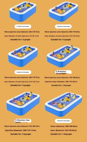Grande piscine gonflable bleue et blanche avec pompe – Piscine familiale surdimensionnée pour enfants et adultes – PVC épais, jardin, arrière-cour Liv. gratuit – Image 8
