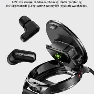 Montre Connectée avec Écouteurs TWS Intégrés – Écran 1.39" IPS, Bluetooth 5.0, Suivi Santé, IP67, 300mAh, Autonomie 25 jours. Liv. gratuit – Image 2
