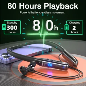 Écouteurs Bluetooth EARDECO BT125 – 80h Autonomie, Son Stéréo, Tour de Cou Étanche, Bluetooth 5.3, Micro Intégré Exp. gratuit – Image 2