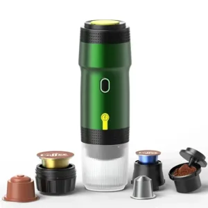 Profitez d’un expresso où que vous soyez avec la machine à café électrique portable 3-en-1 KF-JN-01. Compatible capsules & café moulu, chauffage intelligent, chargement USB et voiture. Idéale pour les voyages, le bureau ou la maison.