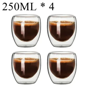 Tasse à Café en Verre Double Paroi 250ml – Résistante à la Chaleur, Écologique, Verre Borosilicate Transparent pour Café, Thé, Lait ou Whisky Env. gratuit dès 10€ – Image 17