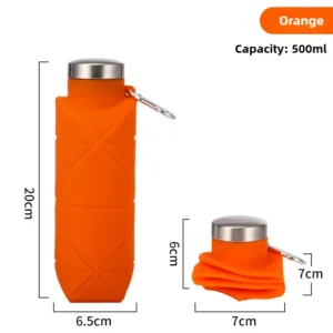 Tasse pliante en silicone 500ml – Bouteille d’eau portable en forme de diamant, réutilisable, sans BPA, idéale sport rapide et plein air – Image 9