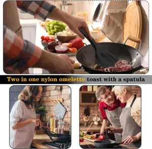 Spatule Pince 2 en 1 Antidérapante en Nylon – Ustensile de Cuisine Multifonction pour Œufs, Crêpes, Viande et Poisson Env. rapide – Image 6