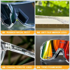Lunettes de cyclisme SCVCN homme – Photochromiques UV400 – Vélo route & VTT – Verres anti-UV et protection intégrale Env. rapide – Image 5
