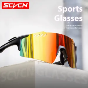 Lunettes de sport SCVCN homme/femme avec verres photochromiques ou colorés, UV400, pour cyclisme, VTT, conduite ou outdoor. Confortables et polyvalentes.