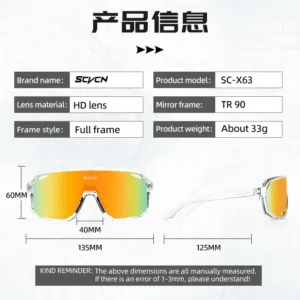 Lunettes de cyclisme SCVCN homme – Photochromiques UV400 – Vélo route & VTT – Verres anti-UV et protection intégrale Env. rapide – Image 6