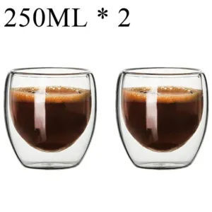 Tasse à Café en Verre Double Paroi 250ml – Résistante à la Chaleur, Écologique, Verre Borosilicate Transparent pour Café, Thé, Lait ou Whisky Env. gratuit dès 10€ – Image 18