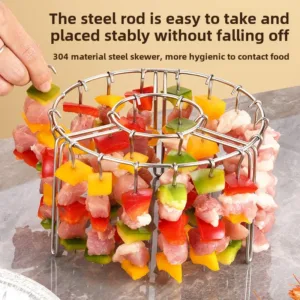 Préparez des kebabs maison avec la grille à brochettes verticale pour friteuse à air. Jusqu'à 48 brochettes, en acier inoxydable, anti-adhésif, facile à nettoyer et sans revêtement.