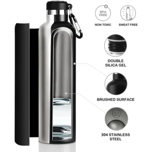 FEIJIAN Bouteille thermos FEIJIAN 1000 ml en acier inoxydable, sans BPA, chaude 12h, froide 24h. Idéale sport, bureau, extérieur. Couvercle antifuite.