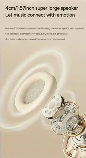 Bosebye P2961 Casque Bluetooth 5.3 Sans Fil – Pliable, Micro Intégré, Basses Puissantes, Idéal Gaming & HiFi Env. gratuit – Image 9