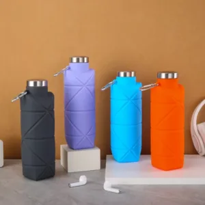 Tasse pliante en silicone 500ml – Bouteille d’eau portable en forme de diamant, réutilisable, sans BPA, idéale sport rapide et plein air – Image 3