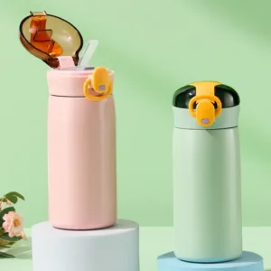Bouteille isotherme enfant TUUTH 320/460 ml – Thermos inox avec paille, étanche, portable, chaud/froid Env. rapide – Image 3