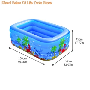 Piscine Gonflable Enfant 120/150 cm – PVC Résistant, Intérieur/Extérieur – Fête, Jardin, Bain de Balle – Bleu Env. gratuit – Image 6