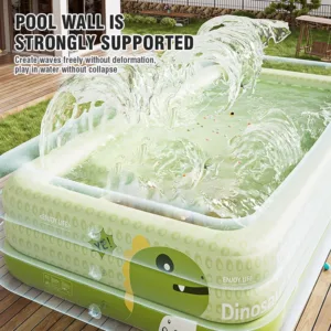 Grande piscine gonflable rembourrée en PVC – Portable, familiale, intérieur/extérieur – Jeux d’eau pour enfants et adultes (1,5 m à 2,6 m) Env. gratuit – Image 3