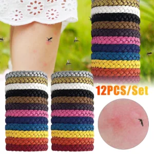 Bracelets anti-moustiques réutilisables (lot de 12), non toxiques pour adultes et enfants, protection naturelle longue durée – activités plein air, camping, voyage Liv. gratuit – Image 2