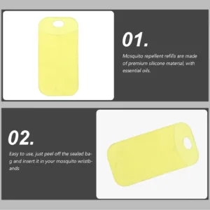 Recharges anti-moustiques en silicone (x6), huiles essentielles longue durée 15 jours, coussinets universels pour bracelets, camping, randonnée, plein air Env. rapide – Image 3