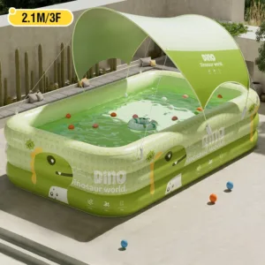 Grande piscine gonflable rembourrée en PVC – Portable, familiale, intérieur/extérieur – Jeux d’eau pour enfants et adultes (1,5 m à 2,6 m) Env. gratuit – Image 2