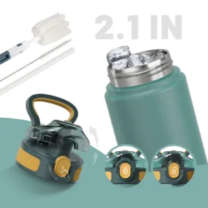 Bouteille isotherme FEIJIAN avec paille – Thermos inox 600/720 ml, étanche, portable pour sport et voiture Env. gratuit – Image 2