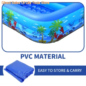 Piscine Gonflable Enfant 120/150 cm – PVC Résistant, Intérieur/Extérieur – Fête, Jardin, Bain de Balle – Bleu Env. gratuit – Image 4