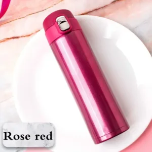 Bouteille Thermos 500 ml en acier inoxydable – Tasse isotherme avec couvercle à bouton, café/thé/lait, isolation 12 à 24h, usage portable et pro Liv. gratuit – Image 2